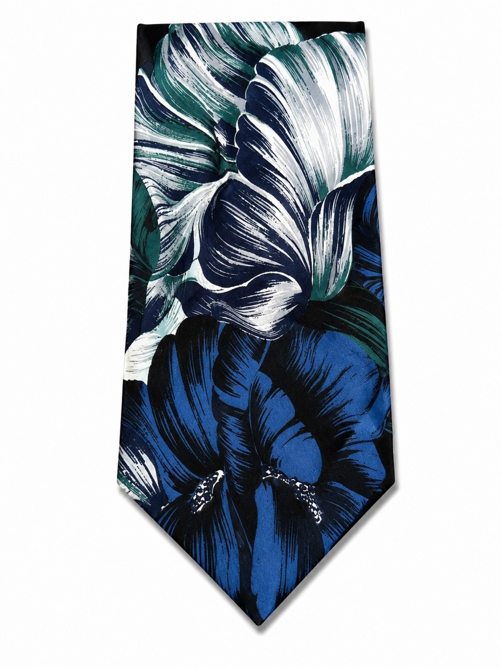 Men's Floral Silk Tie in Navy, Blue & Green